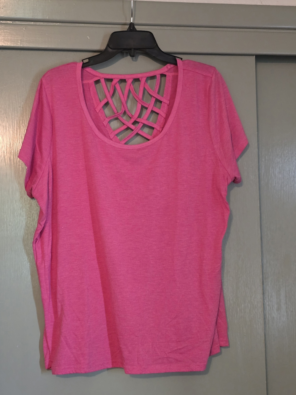 Pink Short Sleeve Tee with Lattice Back Detail - No Tags